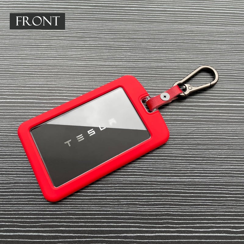 TANDRIVE 2PCS Silicone Key Card Holder Case Compatible with Tesla Model 3 Model Y Cybertruck and Rivian，Key Protector Cover Accessories Including Key Chain, Black and Red - Image 2